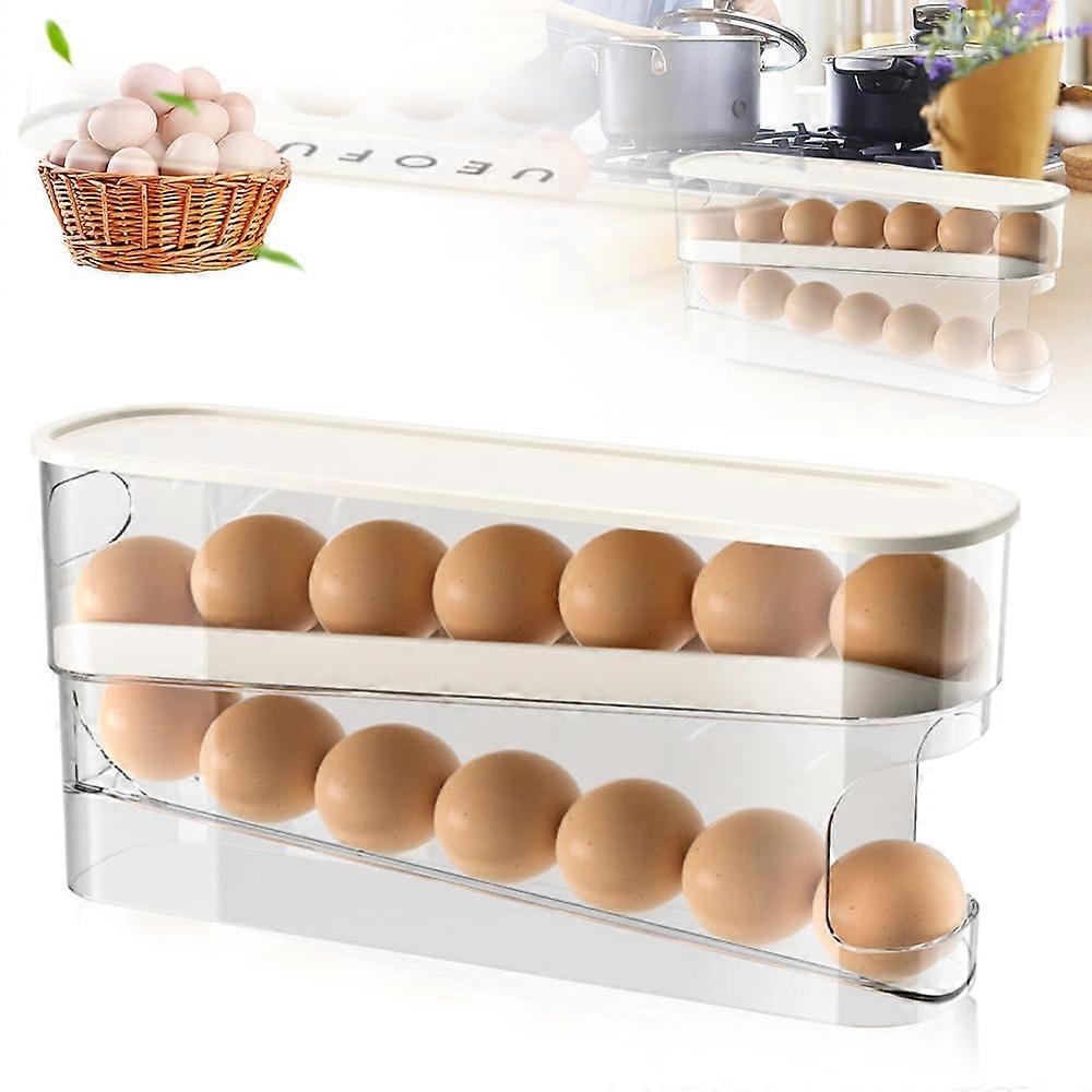 Egg Holder for Fridge, Egg Organizer for Refrigerator Automatic Scrolling Egg Rack
