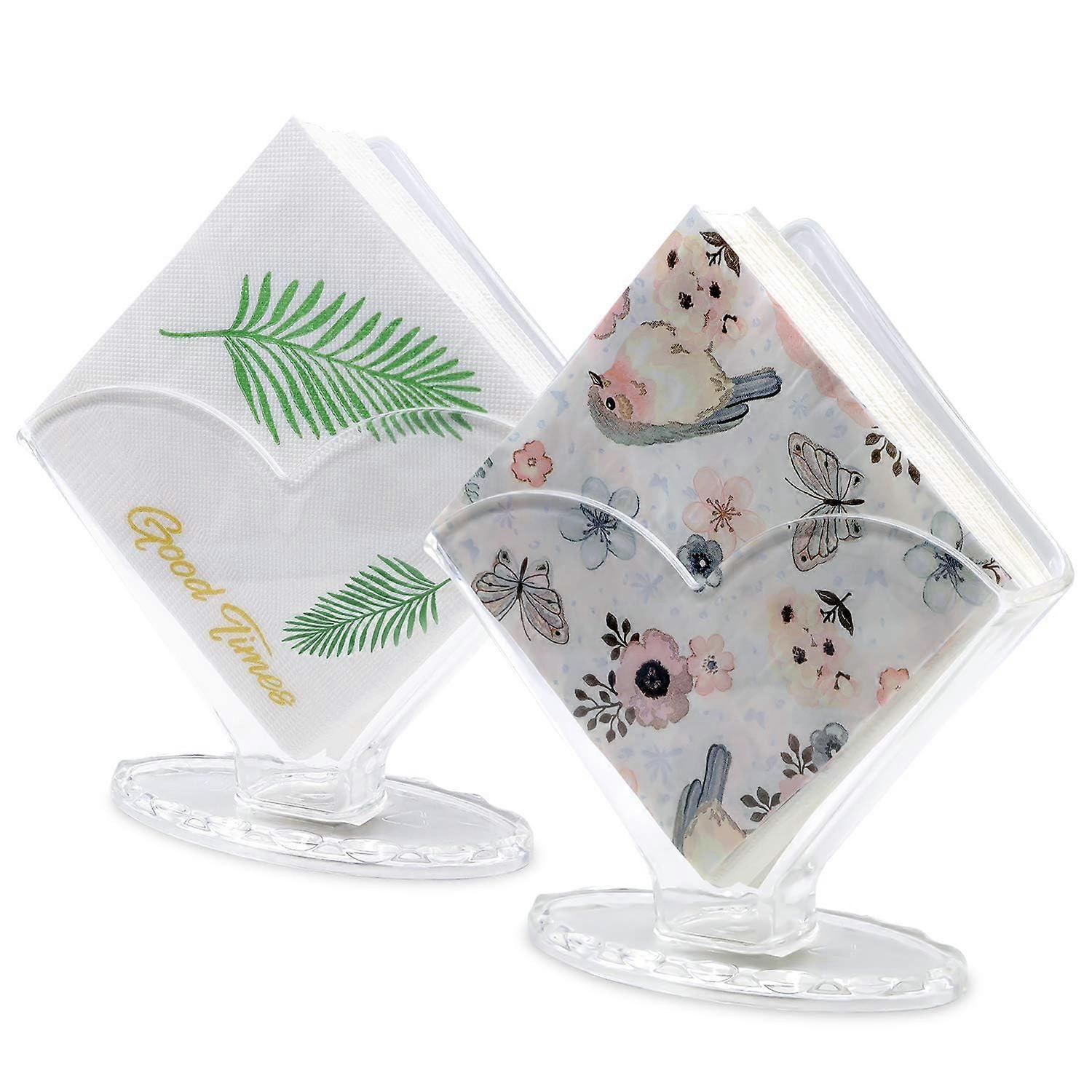 Cocktail Napkin 2 Packs, Transparent Acrylic Napkin Holder, Modern Design for Coffee Filters, Durable and Stylish