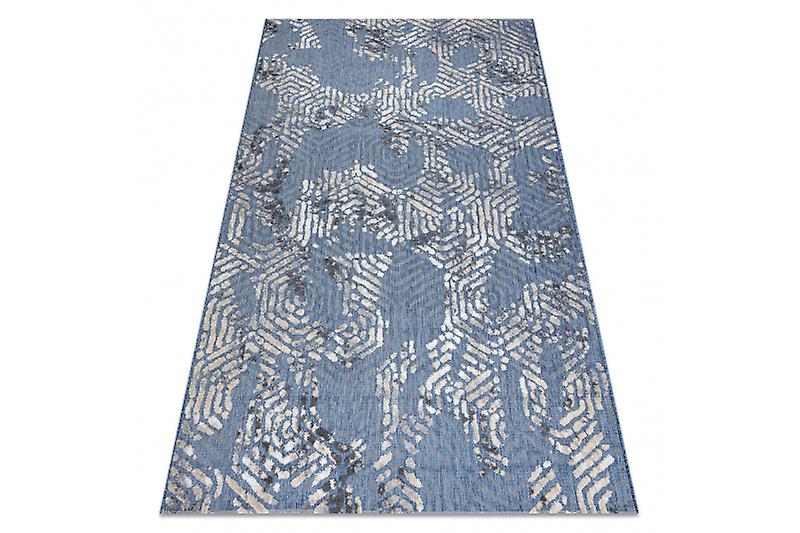 Carpet Structural SOLE D3841 hexagons - Flat woven blue / beige 