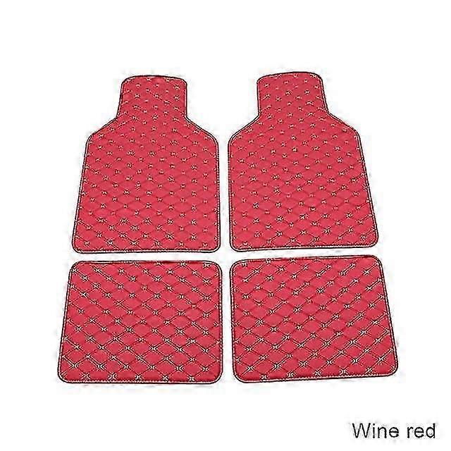 4Pcs Universal Car Floor Mats Carpet Mats Waterproof Anti-dirty Floor Mats For All Cars-Wine red Edition