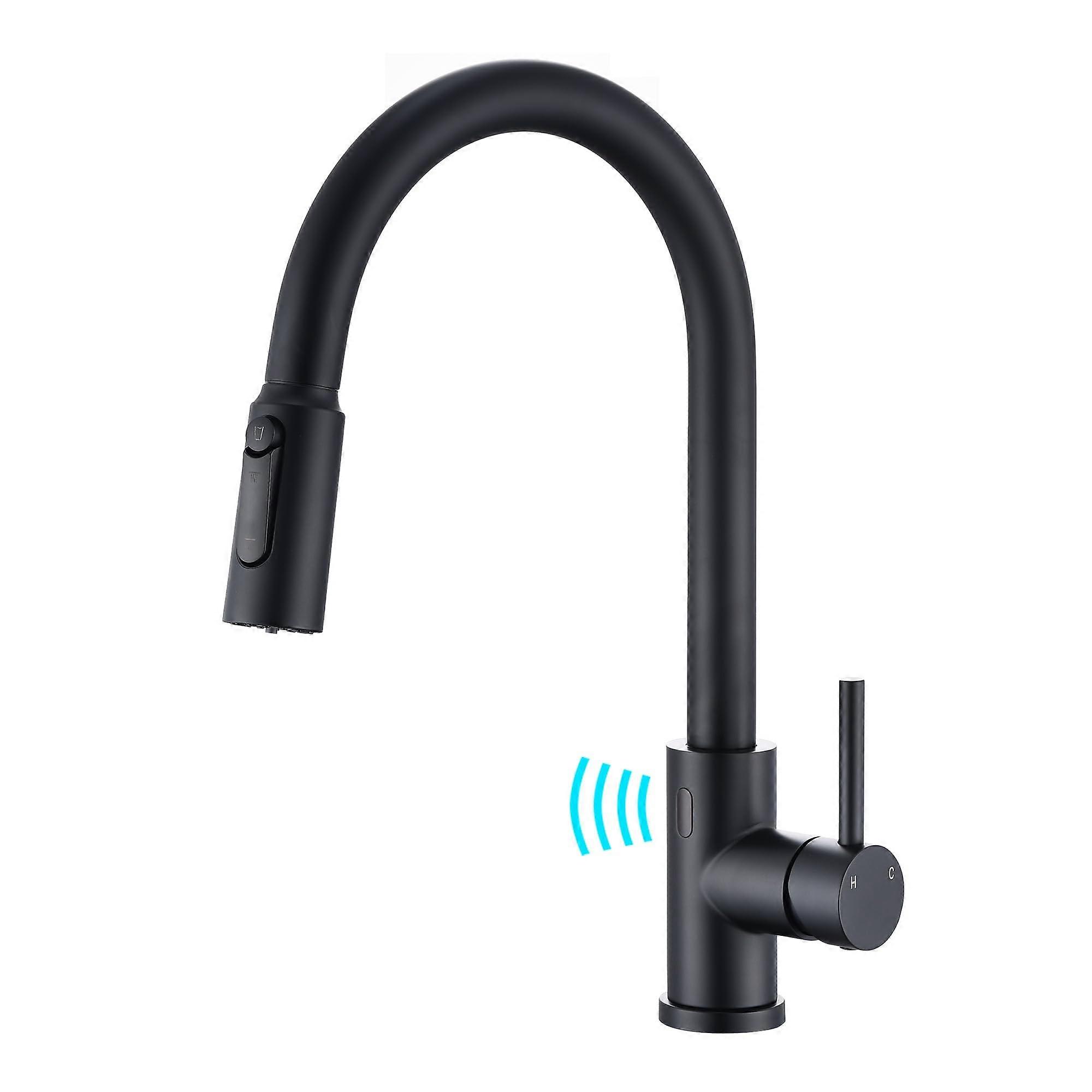 Matte Black Kitchen Faucet 3 in 1 Pull Down Sprayer, Single Handle Touch Screen Tap for 1 Hole Sink Installation