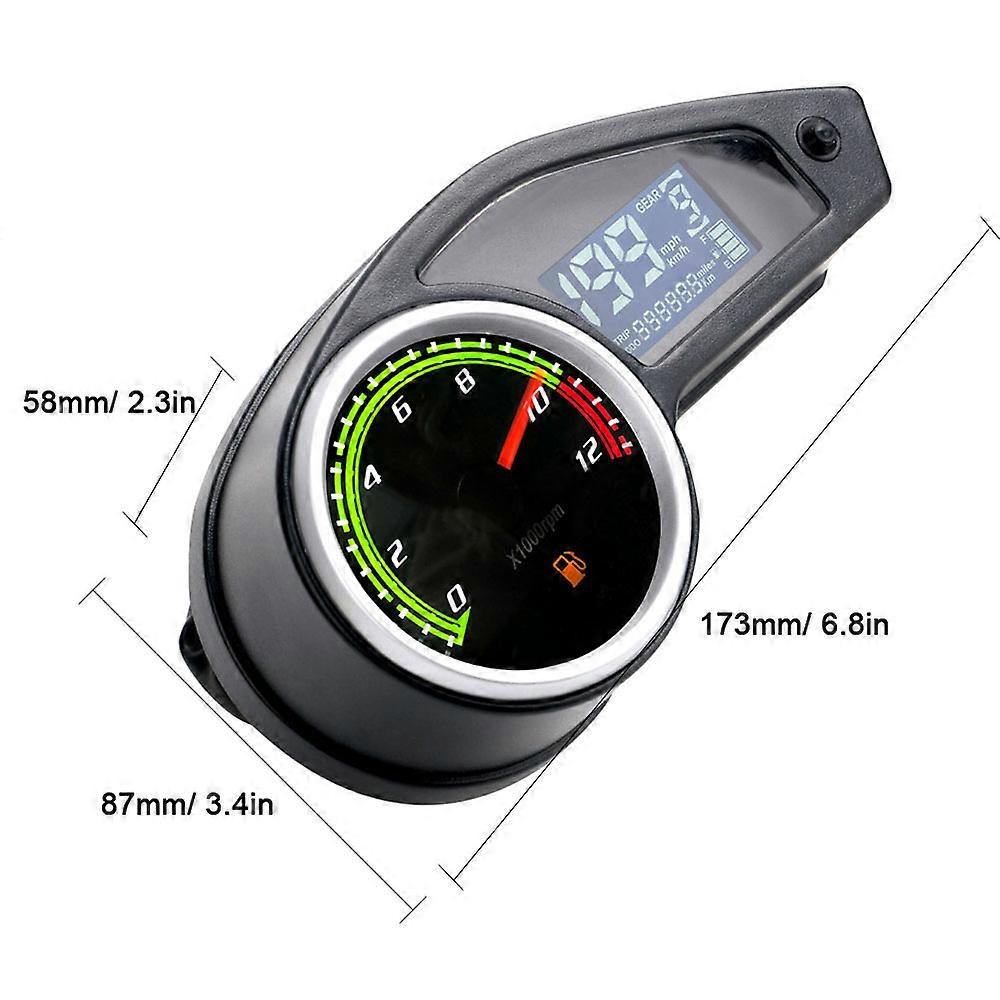 Motorcycle Speedmeter LCD Digital Odometer Gauge Tachometer Meter Fuel Dial Universal Modified Accessory