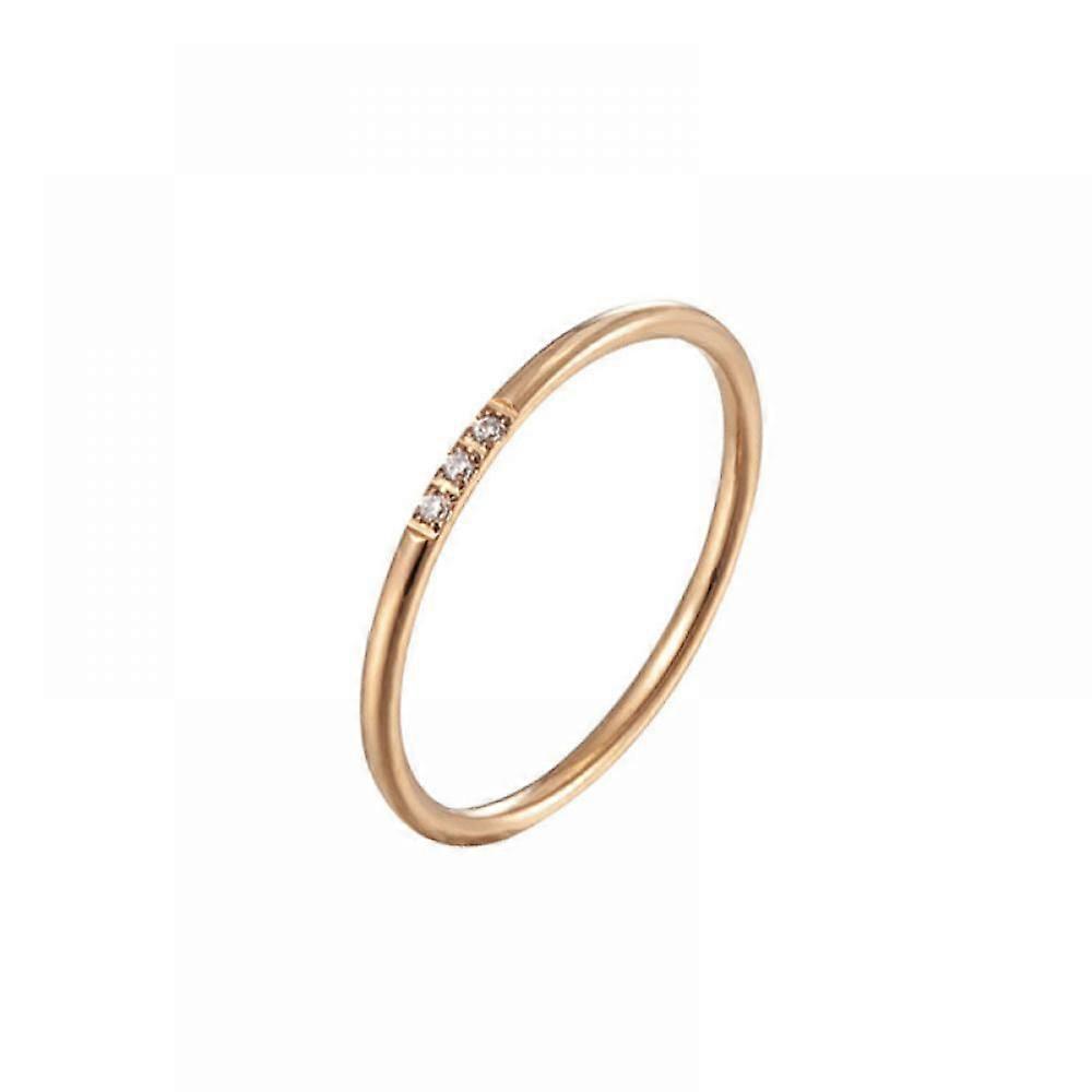 Three Stone Diamond Stackable Gold Ring for Women, Natural Diamond Ring for Her, Anniversary Gift, Solid Gold