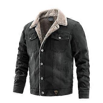Ny vintage denimjakke Mænd Bomuld Mode Cowboy motorcykeljakker Fleece Multi-lommer Mænd Jeans Frakker Jaqueta Masculina