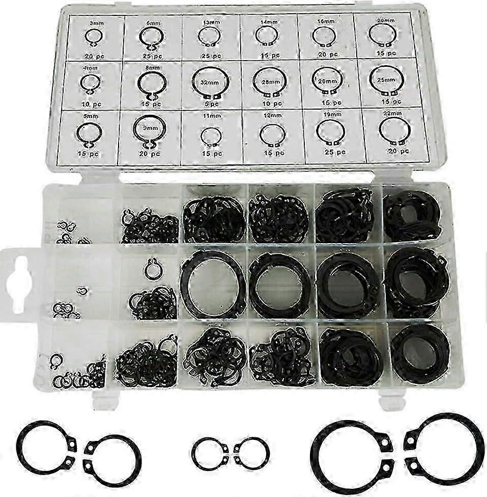 Circlip Snap Assortment Box 300 PCS 18 Sizes External Circlip Ring Kit