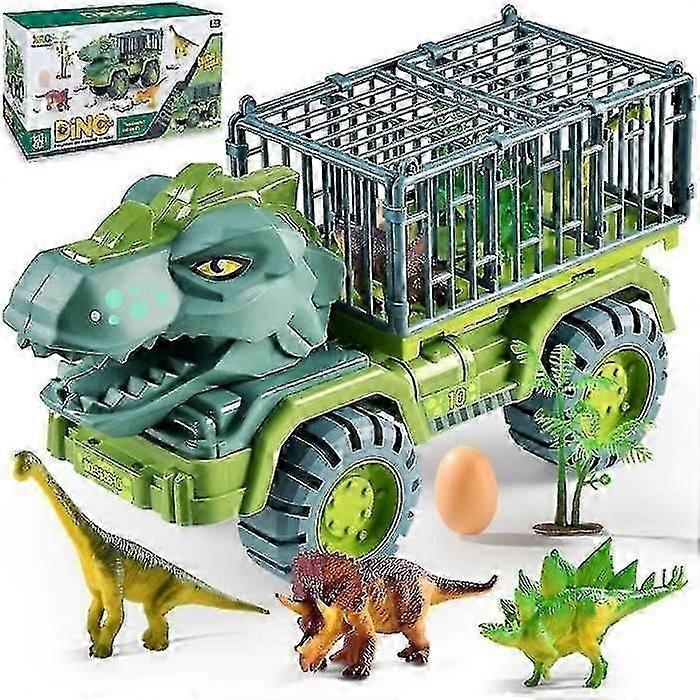 צעצוע משאית מוביל דינוזאורים עם 15 יח 'מיני דינוזאורים בעלי חיים, צעצועי דינוזאור חינוכיים לילדים 3 שנים 4 שנים 5 שנים