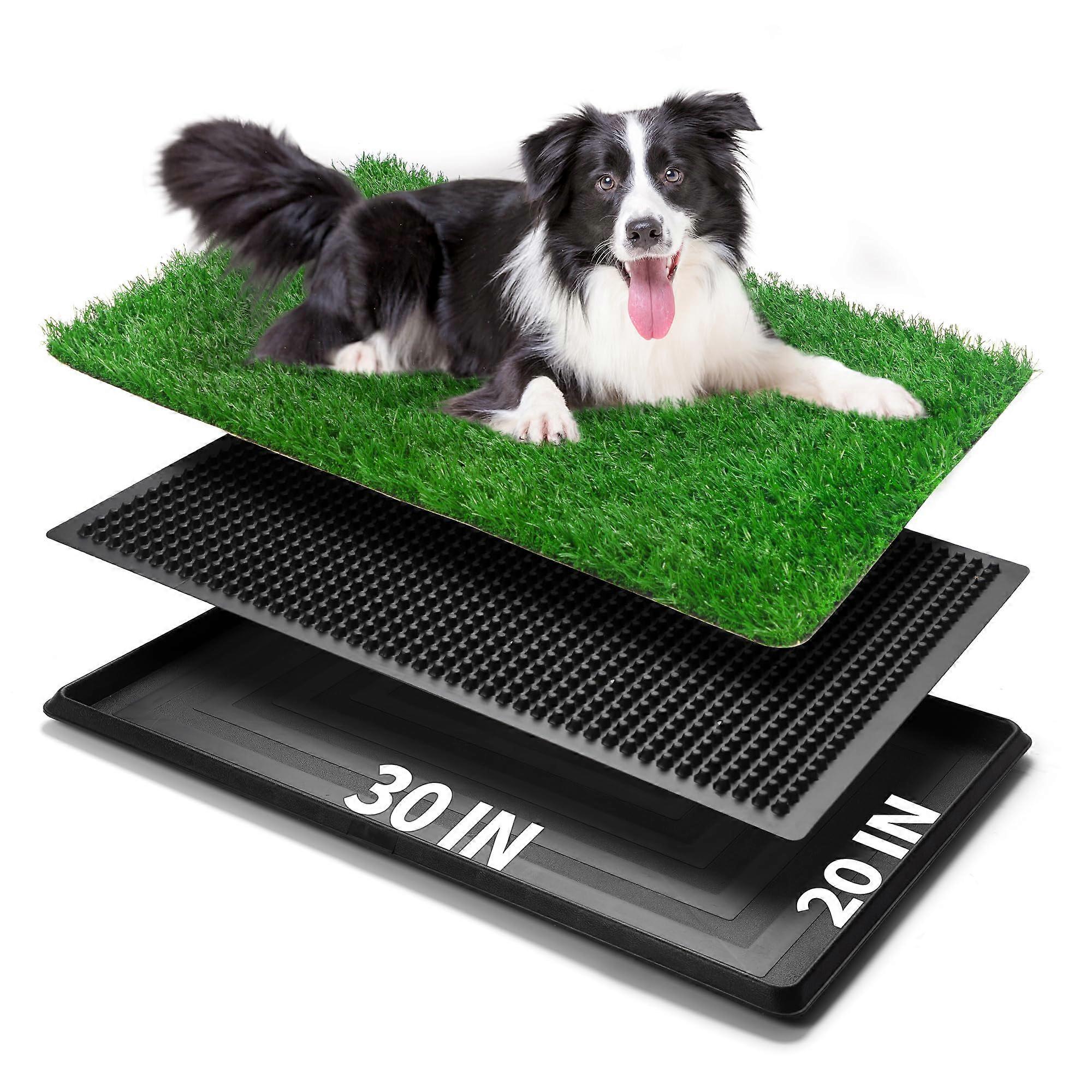Indoor Dog Potty Grass With Tray Large, Reusable Pee Pad, Artificial Turf for Puppy Training, Outdoor Pet Toilet, 3Layer System, 30'20'