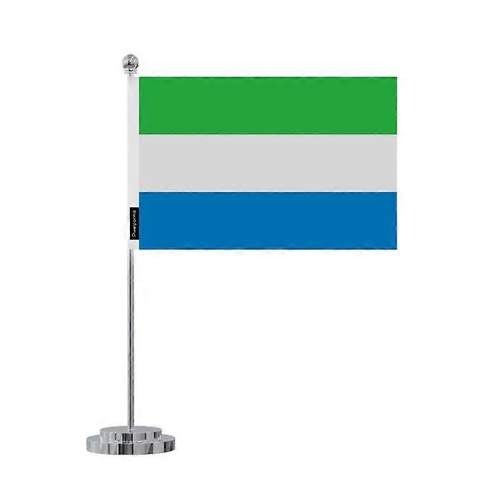 Flag desk of Sierra Leone – 14 x 21 cm – Polyester – Stainless Steel Base