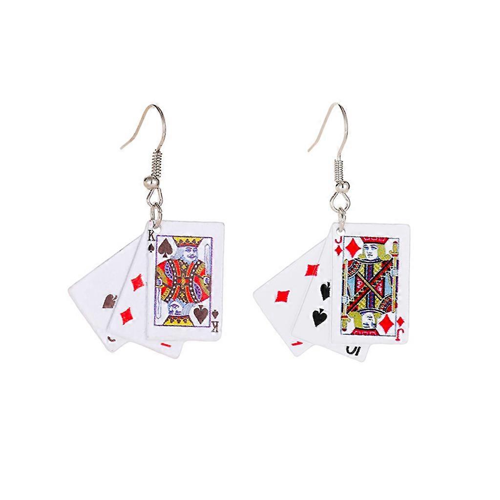 Personality for Creative Handmade Funny Playing Card Earrings Cool Fun Simulation Earrings Cold Wind Net Red Accessories