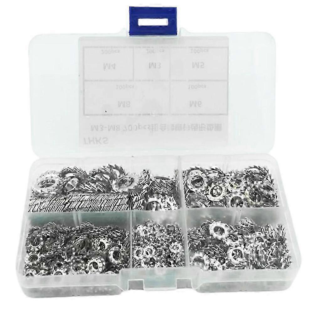 Locking Washers( Mixed 700 Pack) 3/4/5/6/8mm External Star Tooth Washer