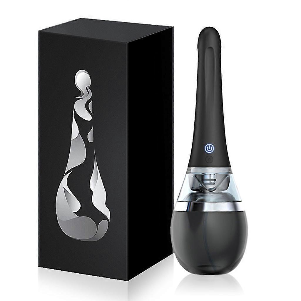 Electric Automatic Enema Bulb with 5 Frequency Modes Medical Silicone USB Rechargeable Anal Douche Enema Kit for Men and Women Black