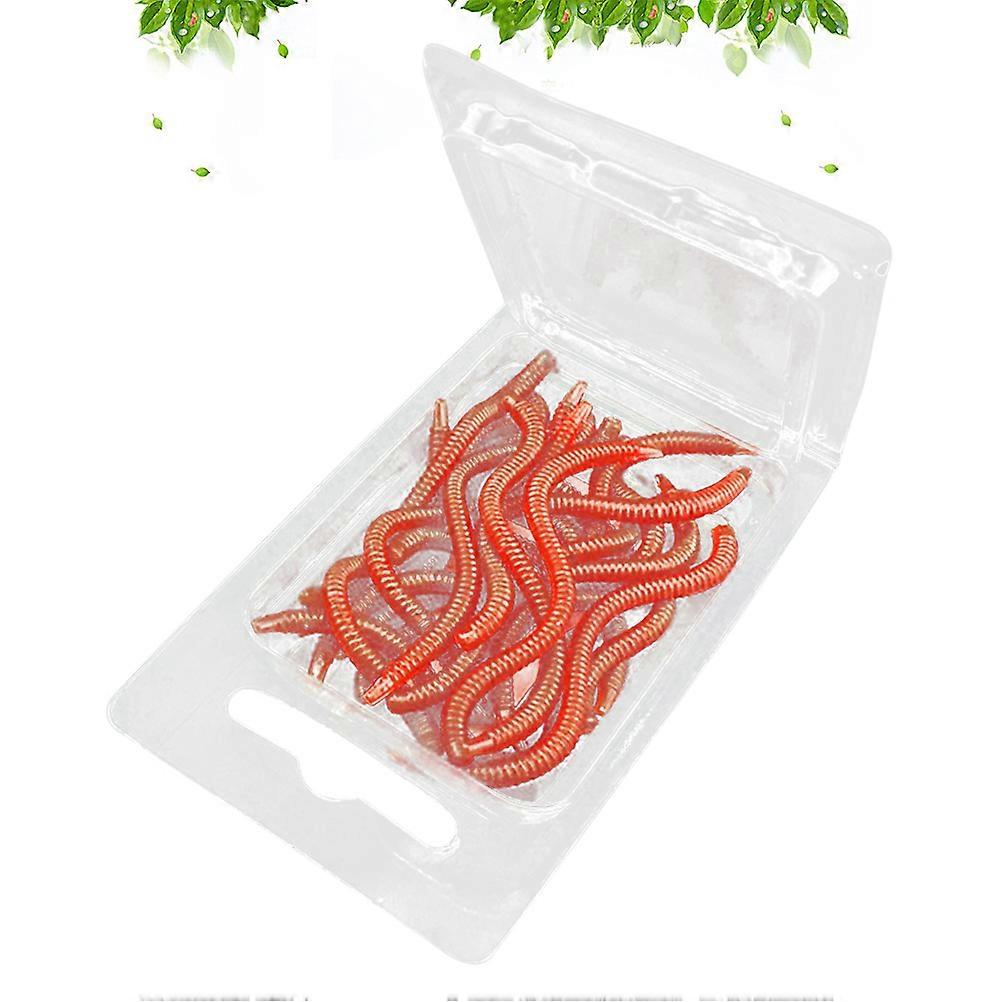 20pcs Red Artificial Fishing Lures Soft Biodegradable Bionic Bait Realistic Worms Simulation for Anglers