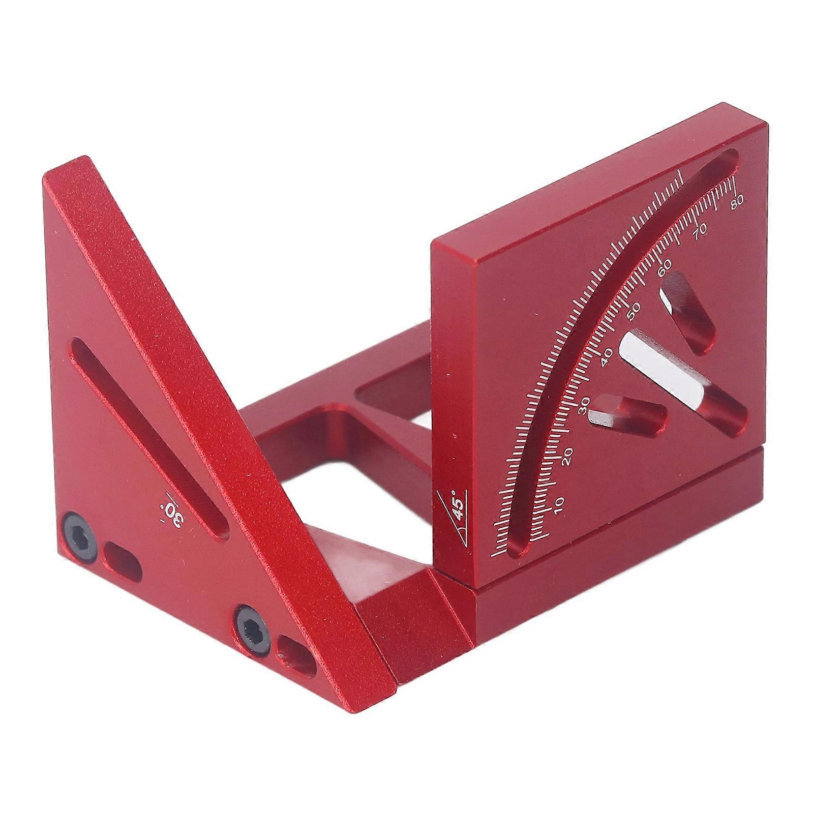 Multi Angle 3D Protractor 45 Degree Marking Ruler Essential Woodworking Line Marker Square Tool for Circle Centreline Red 