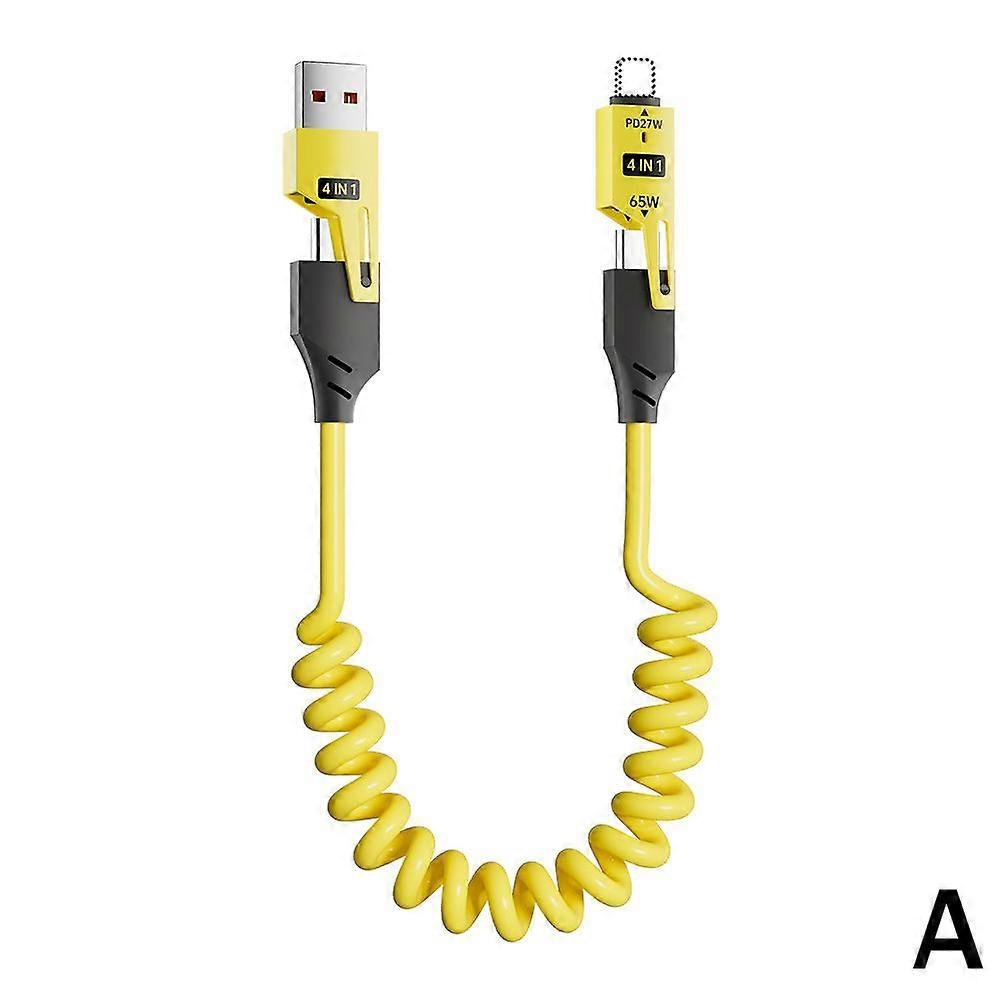 Four in One Spring Extension Data Cable Portable Telescopic Data Charging Cord