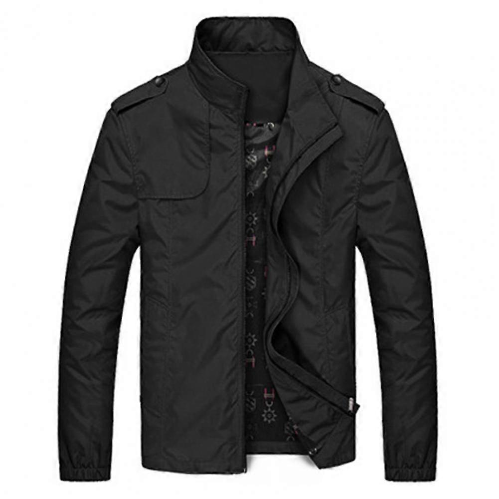 Men's Coat 3D Cutting Popular Zipper Closure Solid Color Stand Collar Top Two Pockets Zipper Closure Casual Jacket for Autumn