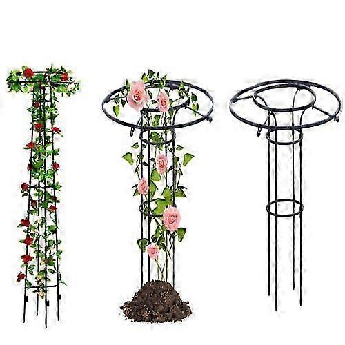 つる植物トレリス、90-210cm、つる植物用金属花サポート、ブラックアーチ-90cm