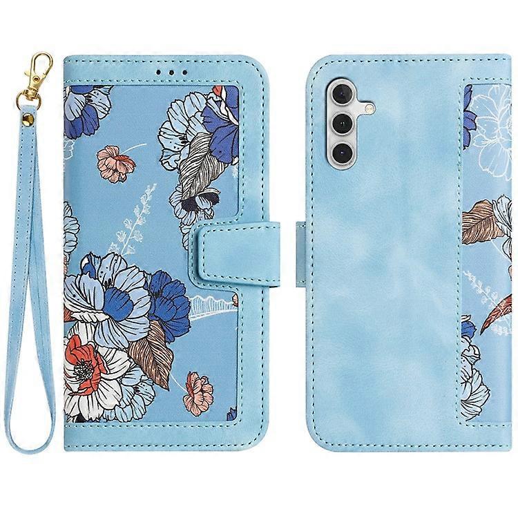 Compatible For Samsung Galaxy S24 Case PU Leather Flower Pattern Folio Phone Cover