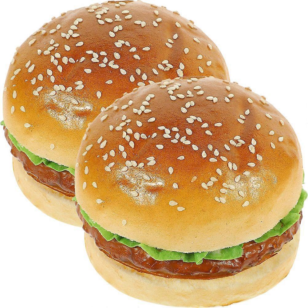 2pcs Simulation Fake Burger Model Artificial Burger Model for Display Artificial Bread Model