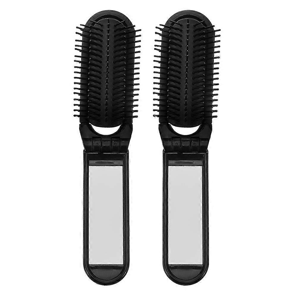 Compact Foldable Travel Hair Brush with Mirror – Portable Mini Comb for Purse – Collapsible Pocket Styling Tool for Women & Men – Convenient Makeup &