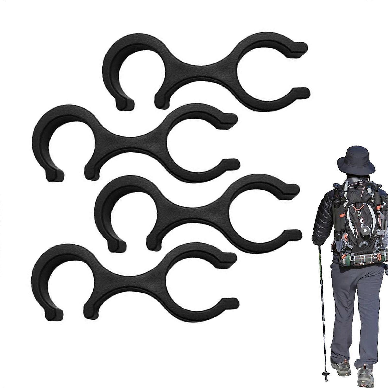 Trekking Pole Clip, Double Pole Buckle Connector, Set of 4 8Shape Holder for Hiking Poles 16mm