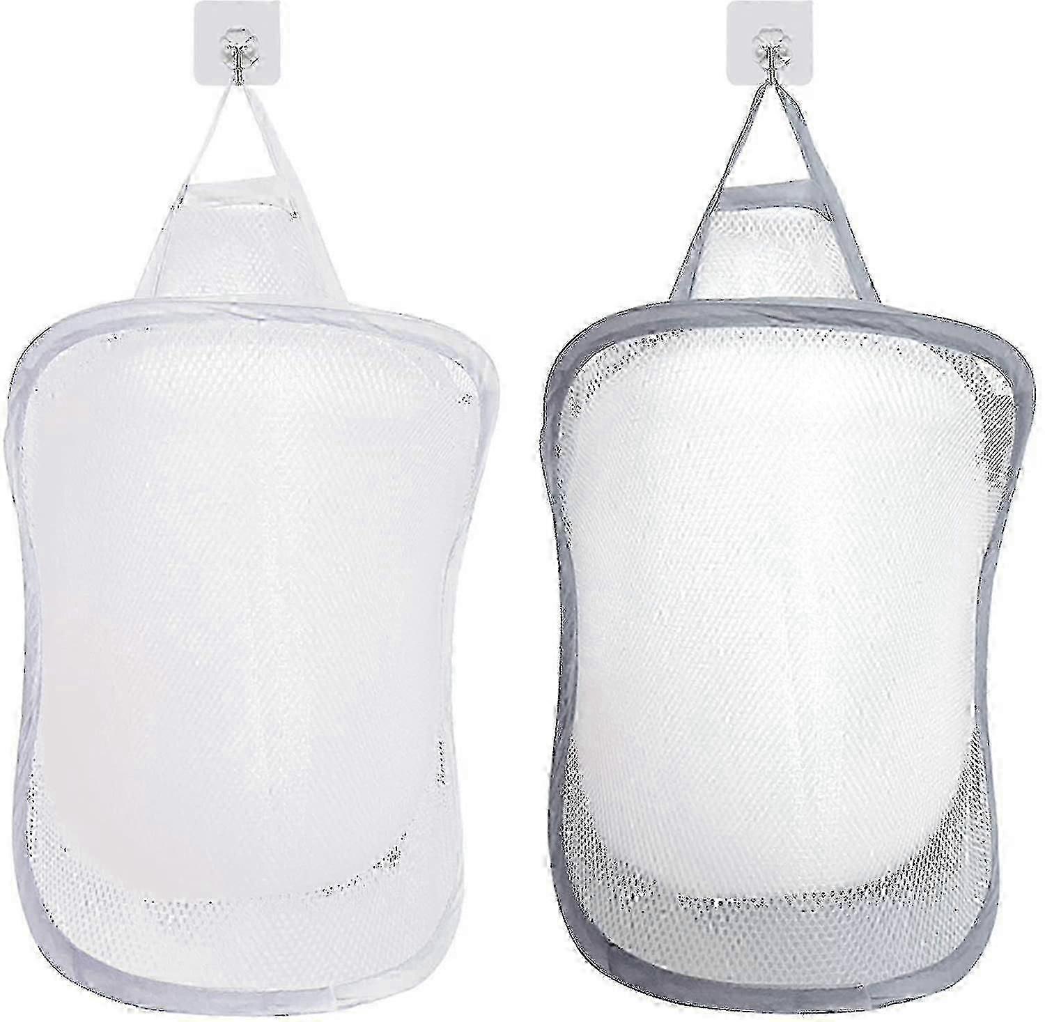 2 Piece Mesh Laundry Basket, Foldable Hanging Laundry Bag