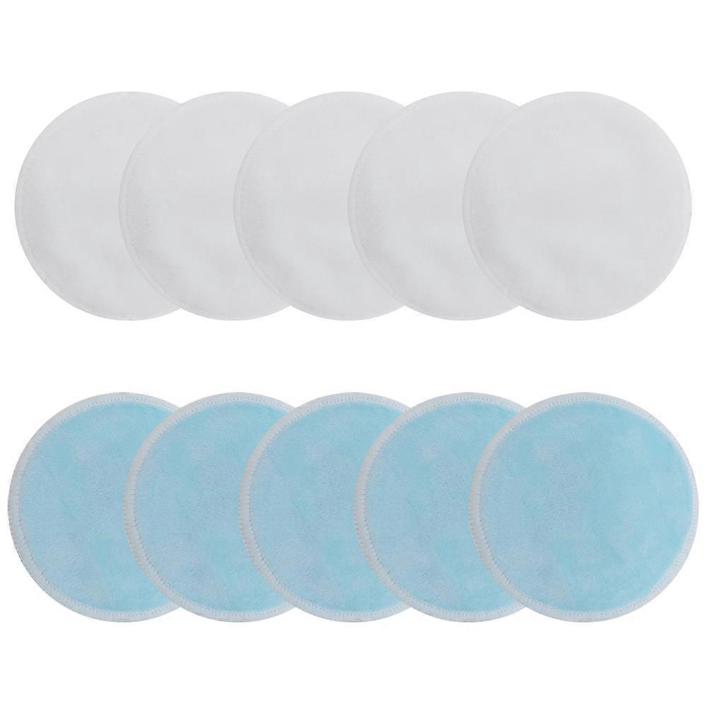 Reusable Makeup Remover Pads - 10 Pieces Soft Organic Cotton Rounds With Washable Drawstring-5White+5Blue