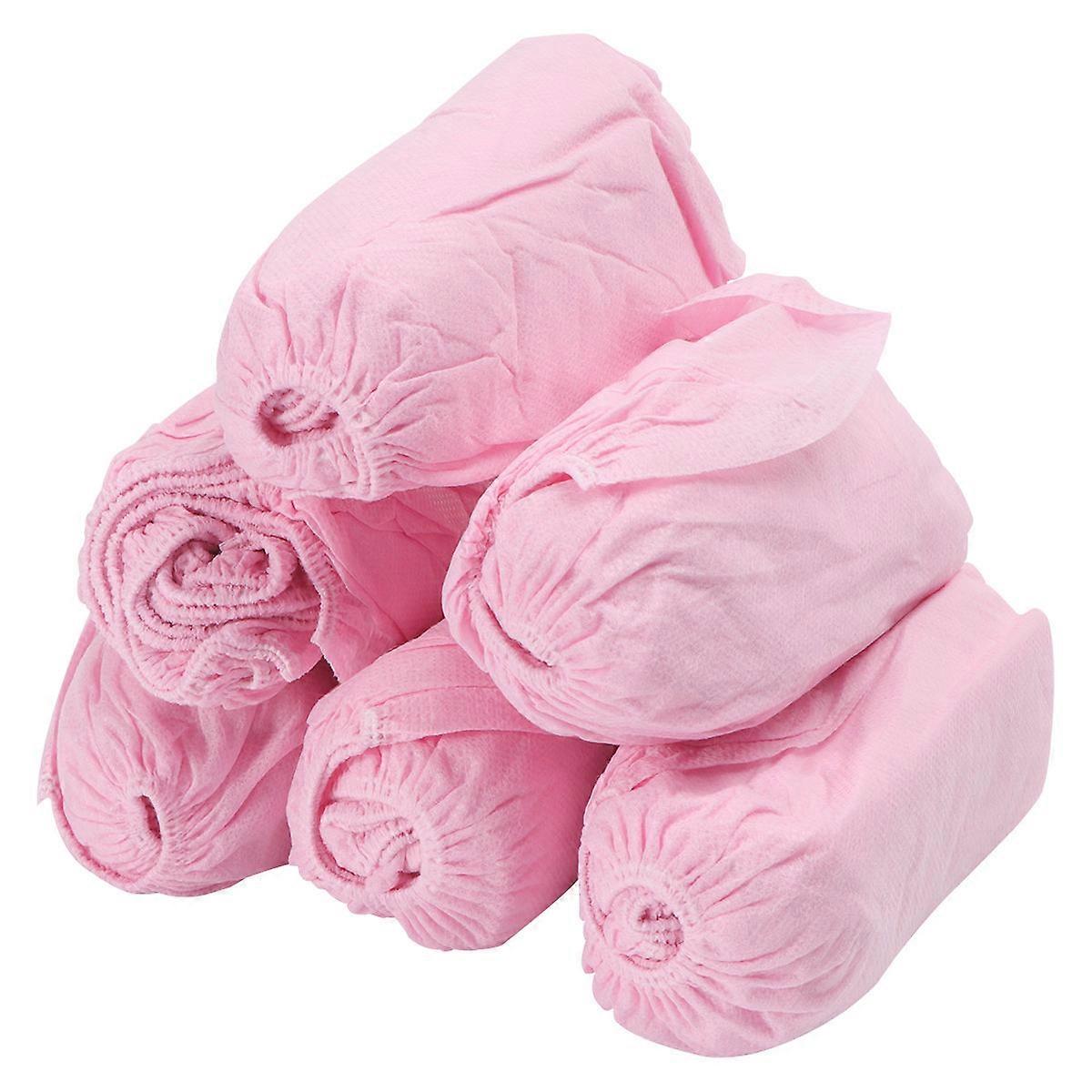 Dustproof Nonwoven Shoe Protectors Elastic Band Design Pink Size 2 for Home Use 100Pcs