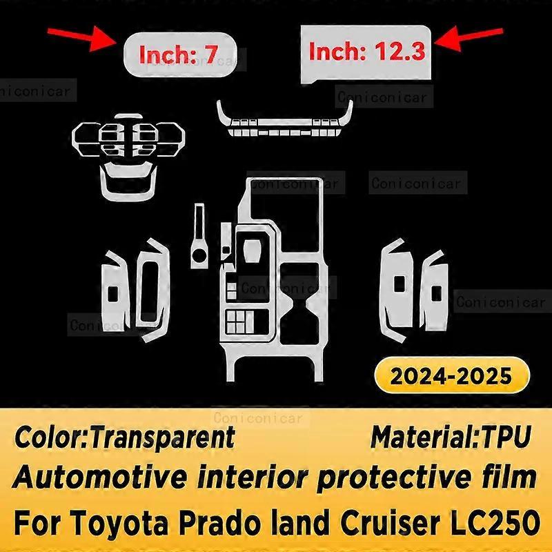 Exquisite For Prado Land Cruiser LC250 2024 2025 Gearbox Panel Navigation Screen Automotive Interior TPU Protective Film Anti-Scratch