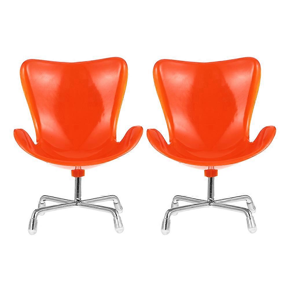 Miniature Armchair Model Mini Chair Swivel Design For House Decor Orange 13x8x16cm Hands On Ability Development 2Set