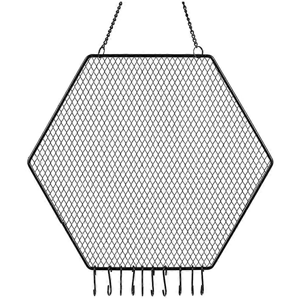 Earring Stand Organizer Wall Mounted Space Saving Jewelry Display Black Hexagon 1Set