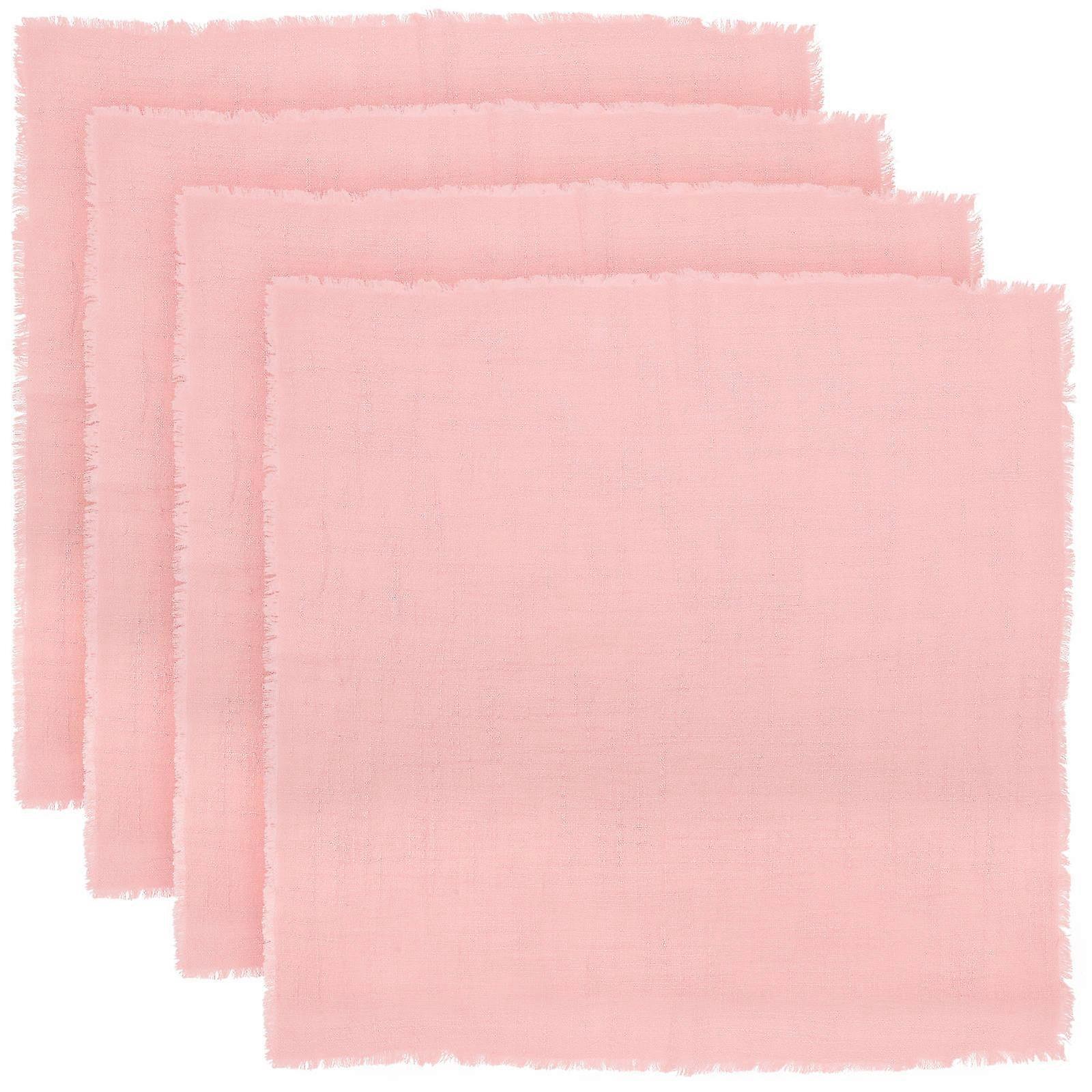 Cotton Linen Table Napkins Pink Color 42x42cm 4Pcs Dining Room Party Hotel Use