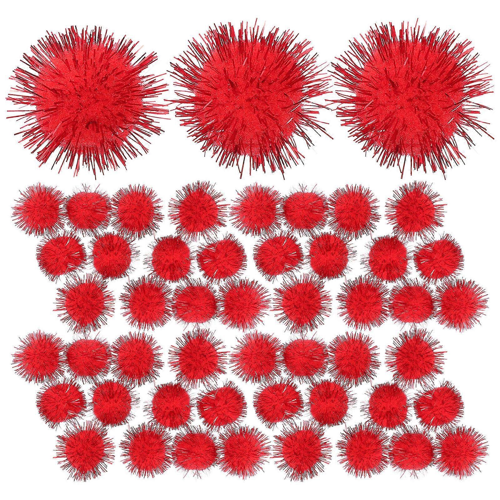 Fuzzy Pompoms Diy Fluffy Pompoms Artworks Headdress Small Craft Pompoms 2 5cm Red 50Pcs