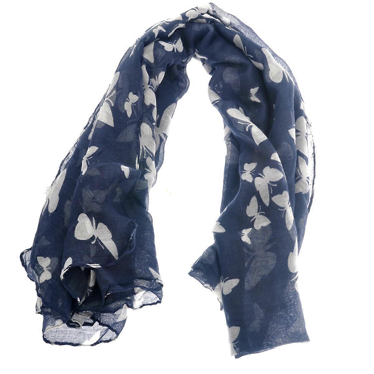 Fancy Scarf -match Women's Girls Printed Long Voile Scarf Muffler Shawl Wrap Navy Blue 180cm x 100cm Warm in Spring Autumn and Winter 1Set