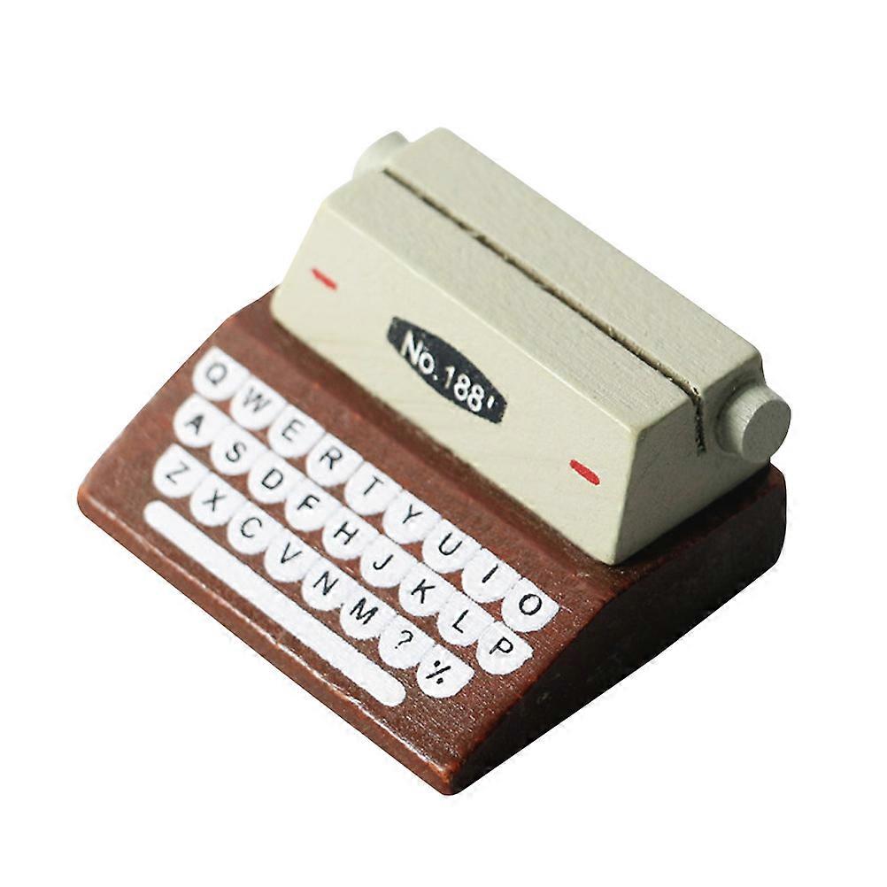 Mini Typewriter Toy Kids Working Model Doll House Accessories Plastic Decoration 1Set
