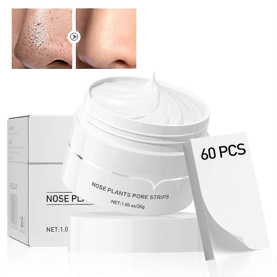 מסכת ראש שחור עם רצועות 60pcs, מסיר שחורים לקלף את המסכה, צמחים האף ניקוי נקבוביות מטהר מסכת פנים פנים פנים ניקוי נקבוביות פנים מסכה מטהרת