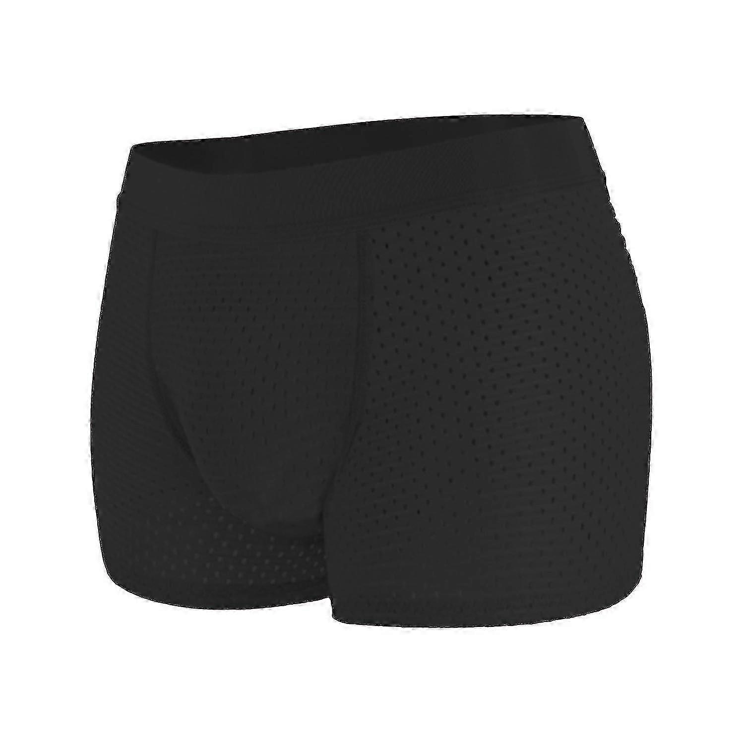 Men Trunks Built-in Fake Butt Hip Lifter Enhancer Shorts Briefs Padded U Convex Pouch Mid-rise Under-XinHan