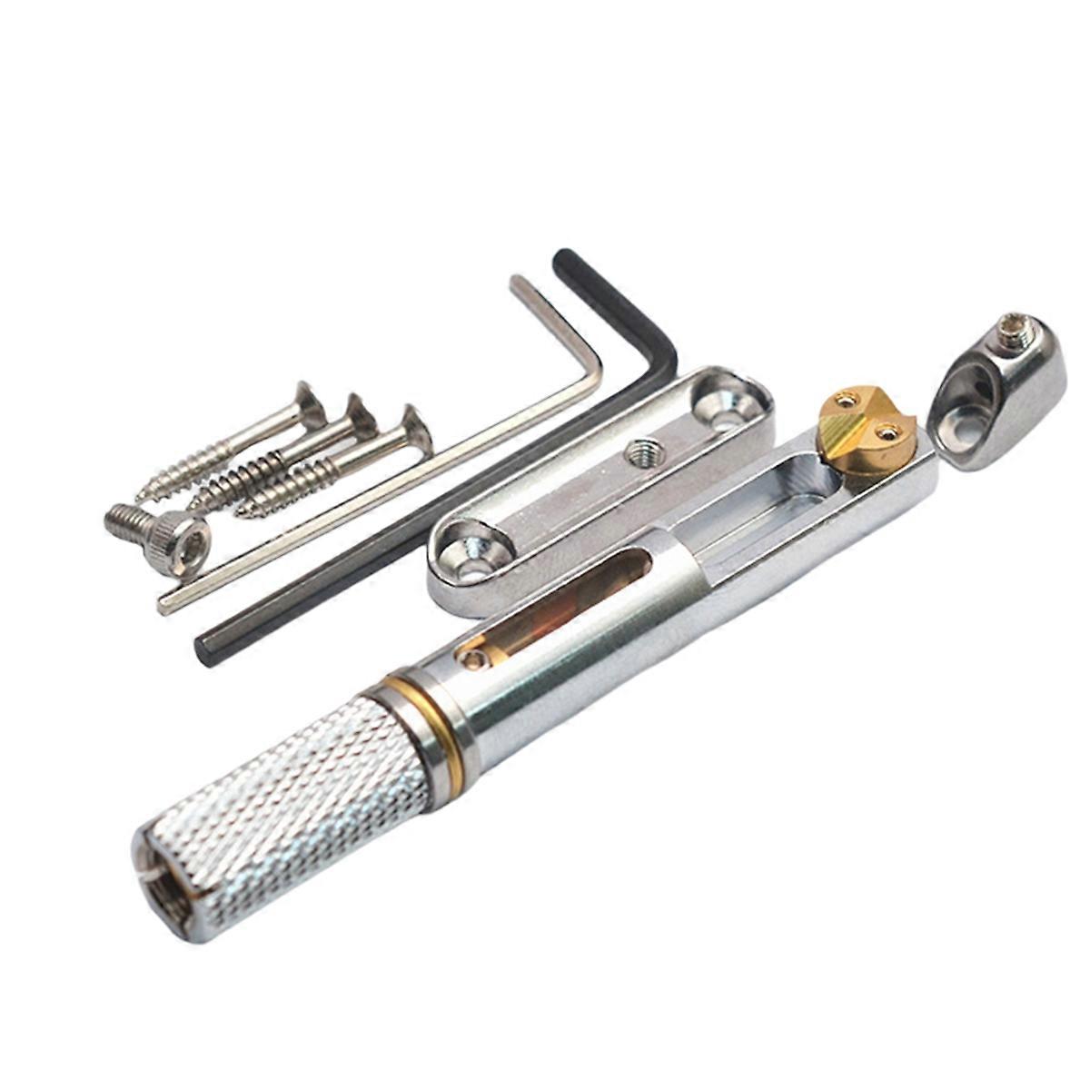 Saddle Headless Electric Guitar Bridge Tailpiece with Wrench Silver