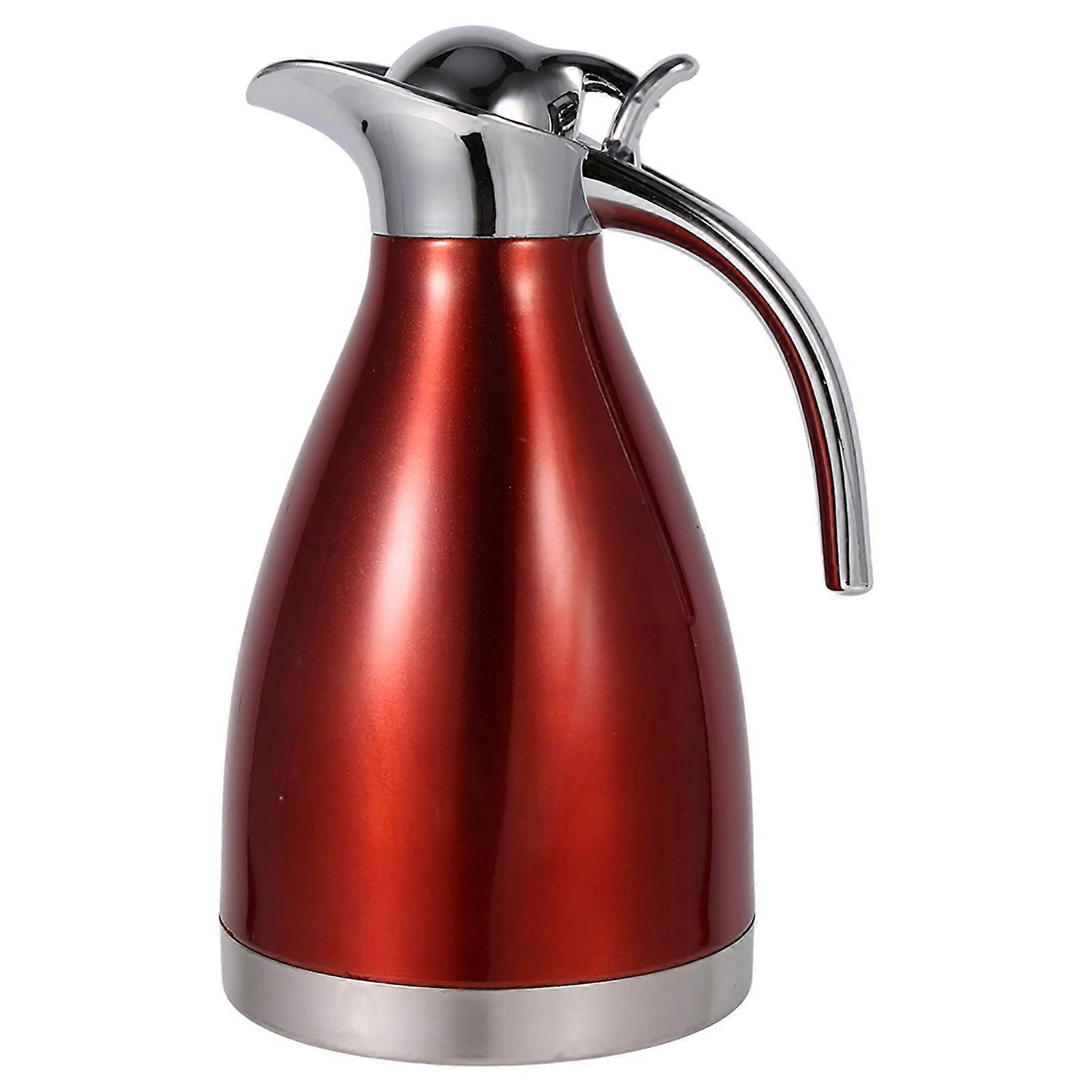 Cafetière en acier inoxydable à double paroi isolée sous vide, bouteille d'eau chaude 1,5 L, rouge