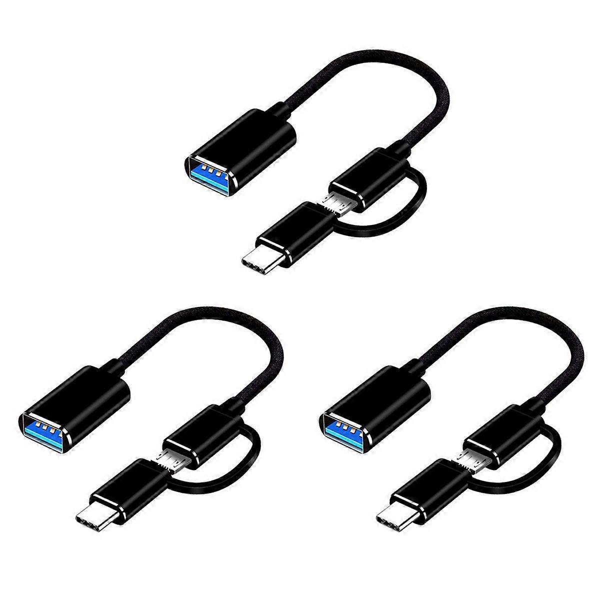 2 in 1 USB 3.0 OTG Adapter Cable Type-C Micro-USB to USB 3.0 Interface Converter for Cellphone Charg