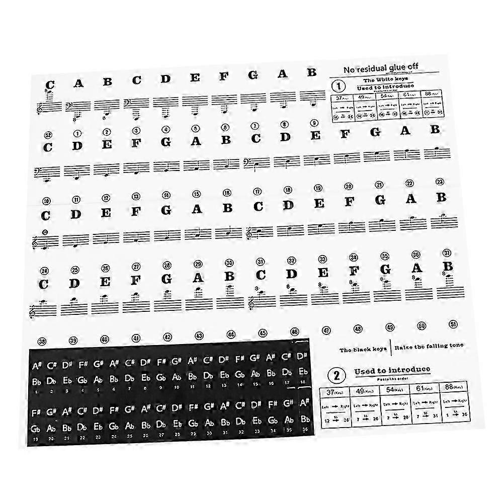 Piano Stickers for 37/49/54/61/88 Key Keyboards Transparent and Removable
