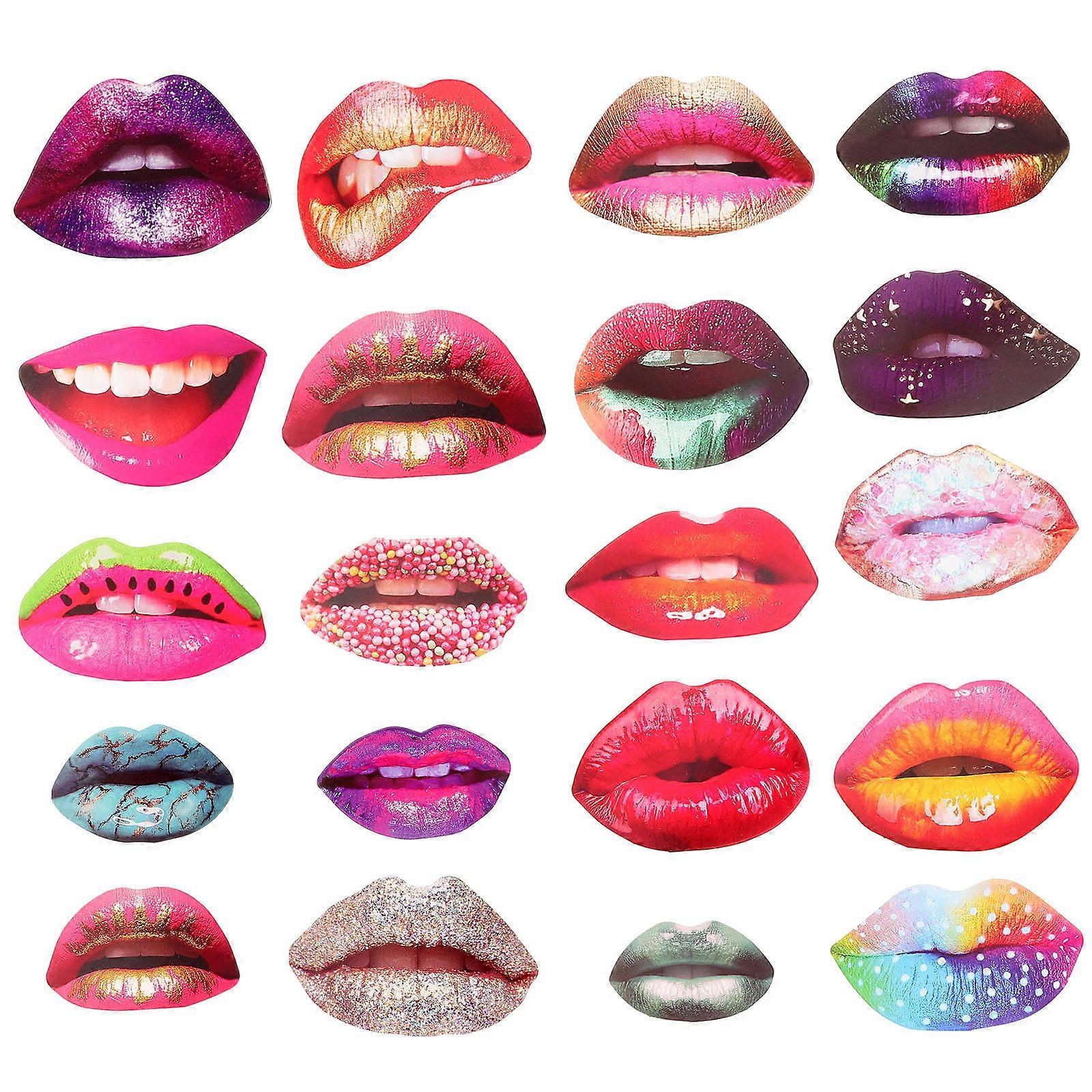 Hand-Held Funny Photo Props Creative Lips Props Party Organizers Assorted Color Paper Material 20 Pcs