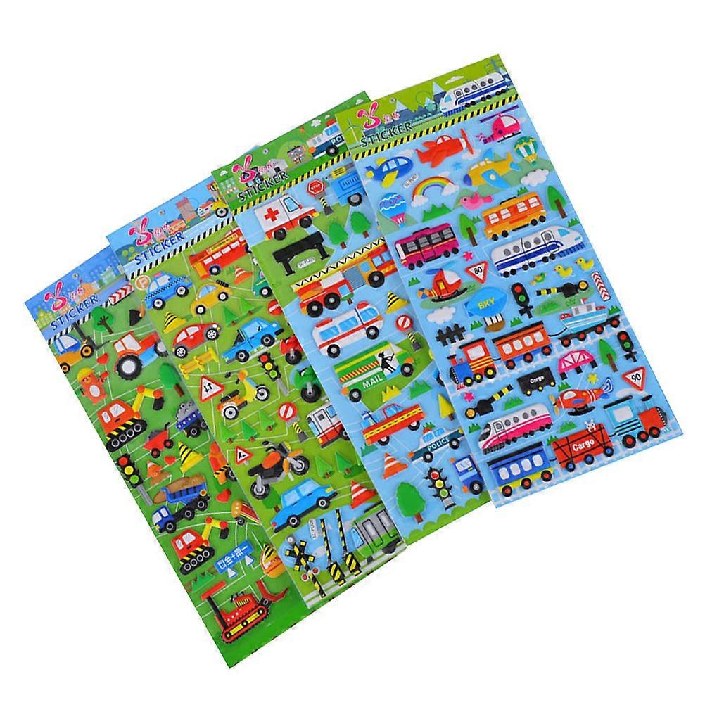Crafting Stickers 3D Vehicle Theme Design Assorted Color For Kids Scrapbooking 10Sheets