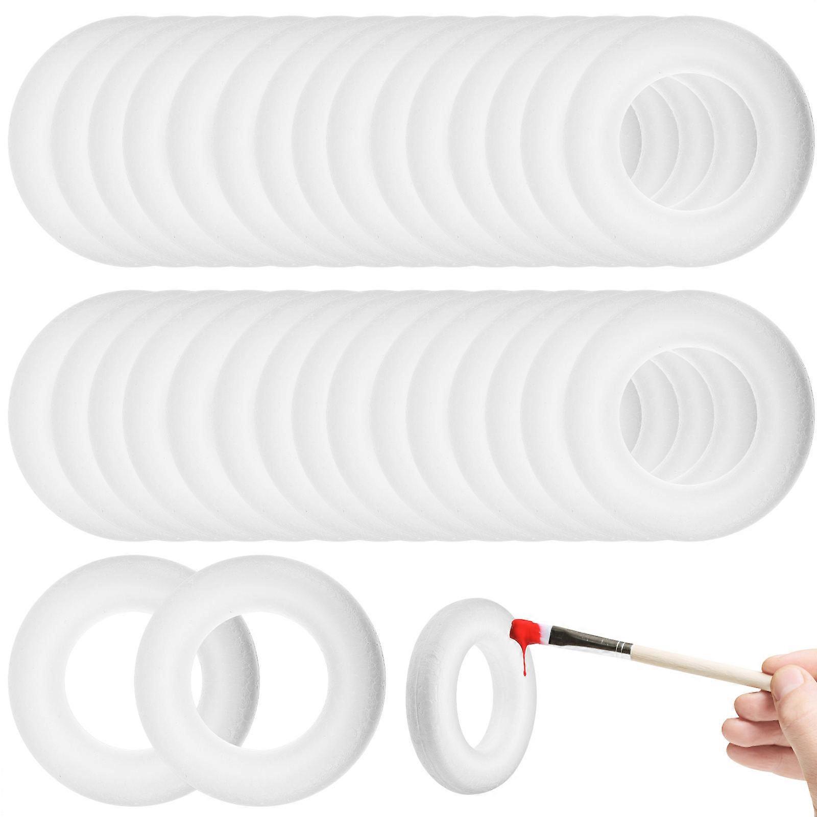 30 Pcs Foam Wreaths for Crafts, Round Foam Rings for DIY Christmas Decorations, Versatile Crafting for School Projects, Classroom Activities and
