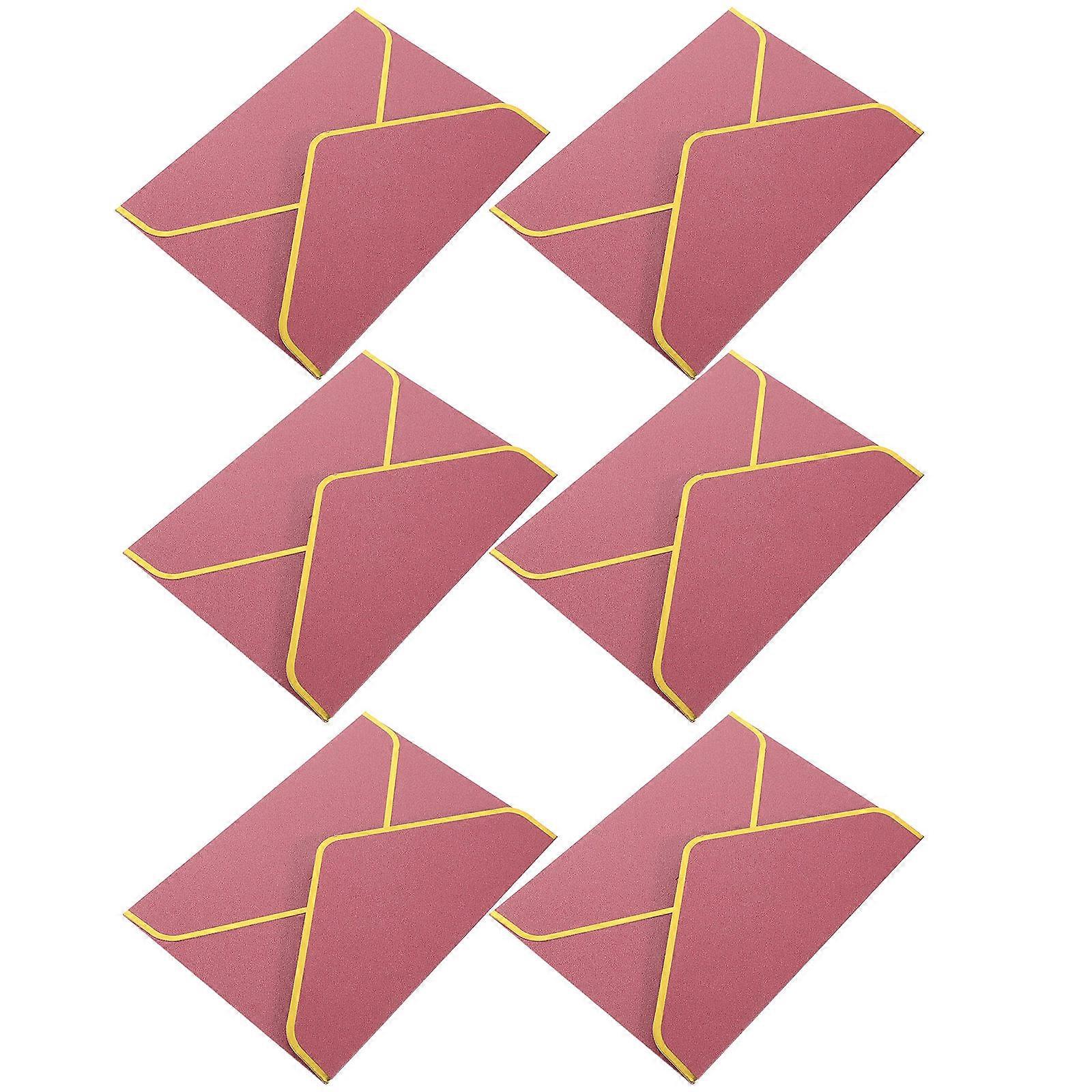 Greeting Card Envelopes Vintage Design Rectangular Dark Red Pearlescent Paper 6Pcs