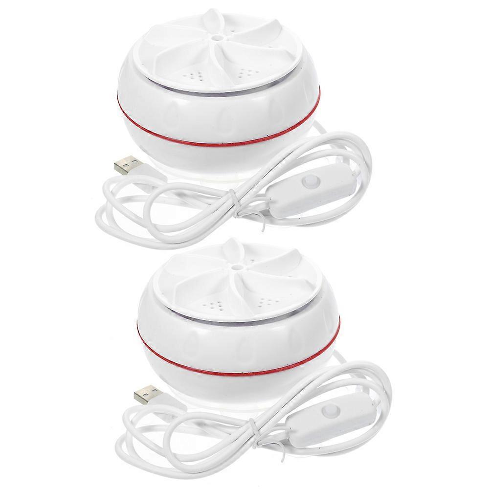 USB Washing Machine Portable Washer for Travelers Intelligent Timing 2Pcs White ABS Square