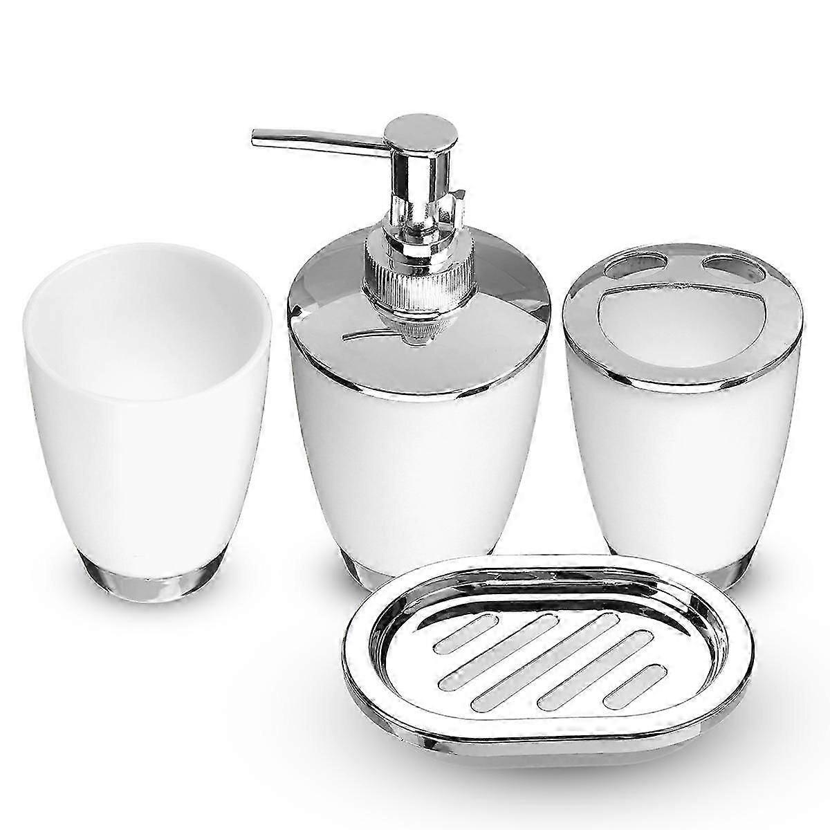 2025 Latest Model Bathroom Suit Accessories 4pcs/set Plastic Cup Toothbrush