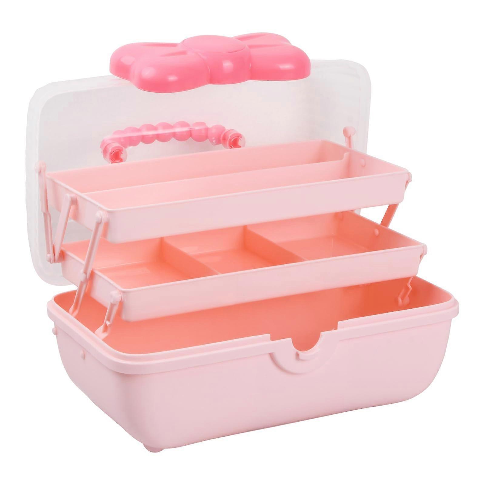 3 Tier Storage Box for Hair Accessories and Jewellery - Plastic Craft Box with 6 Compartments for Girls and Children