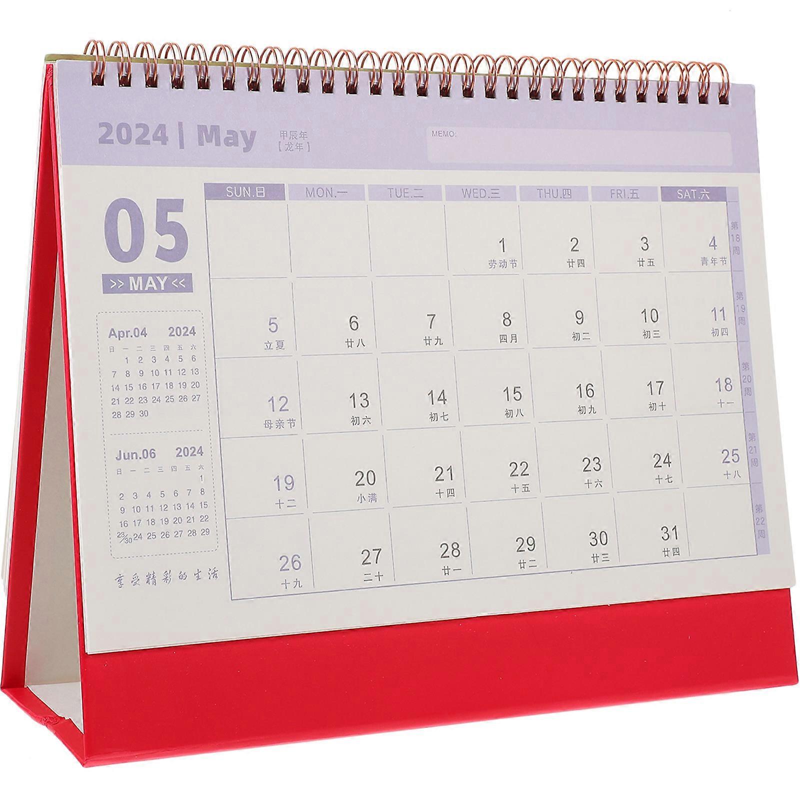 Monthly Desktop Calendar Large Desk Calendar Time Management For Office 27.00X26.00X1.00CM Red 1Pcs