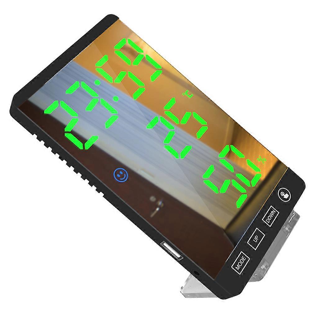 Desk Clock Digital Led Alarm Clock Home Use Black 8.5x1.3x15cm Temperature Display Humidity Display 1Set