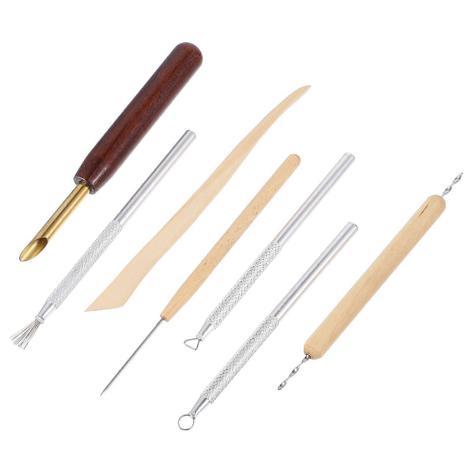 Pottery Tool Polymer Clay Tools Pottery Modeling Supplies Scraping Brushing 7Pcs